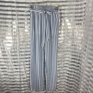 La Bella Vida Blue/White Striped Rayon Pants